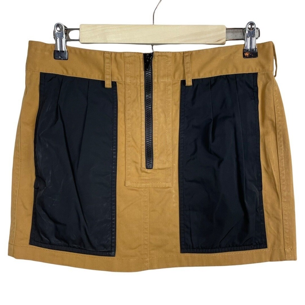 Alexander Wang Mini Skirt Women 6 Tan Black Utility Streetwear Edgy Urban Cotton